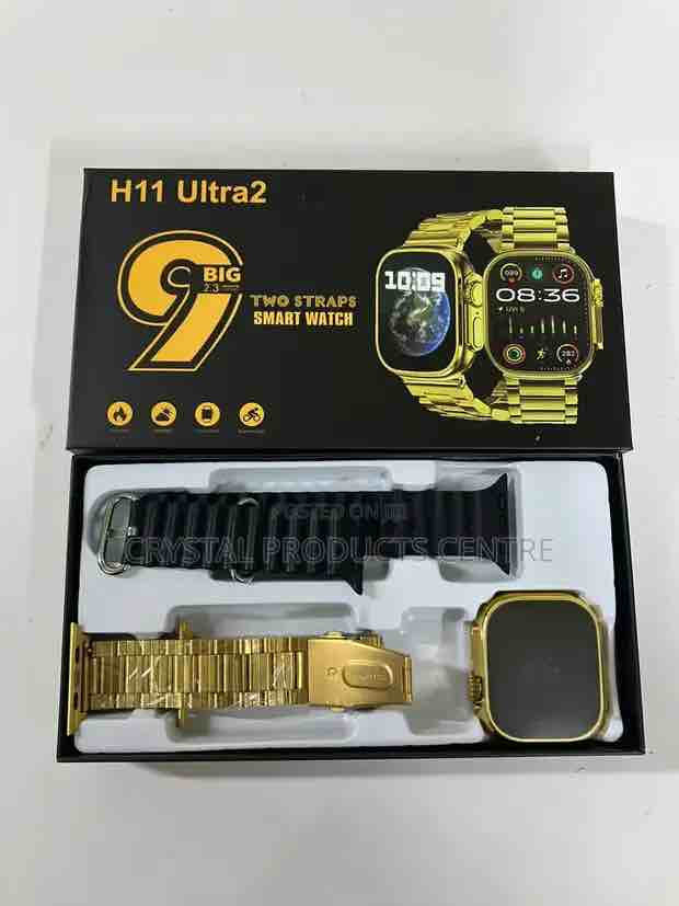 H11 Ultra2 Smartwatch – Gold and Black Straps