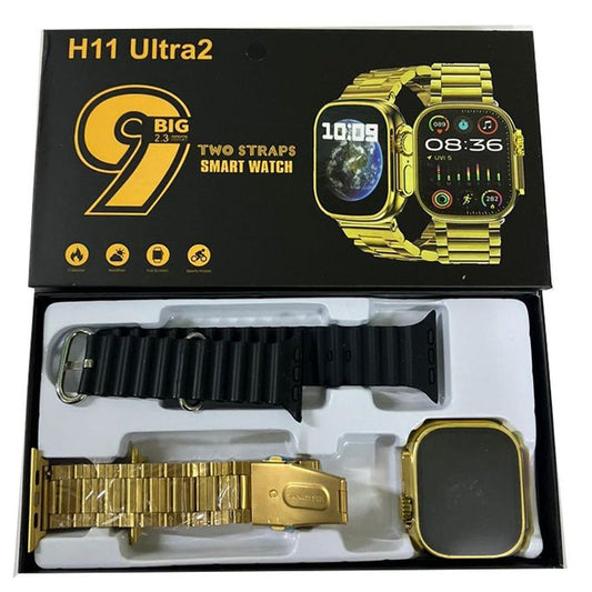 H11 Ultra2 Smartwatch – Gold and Black Straps